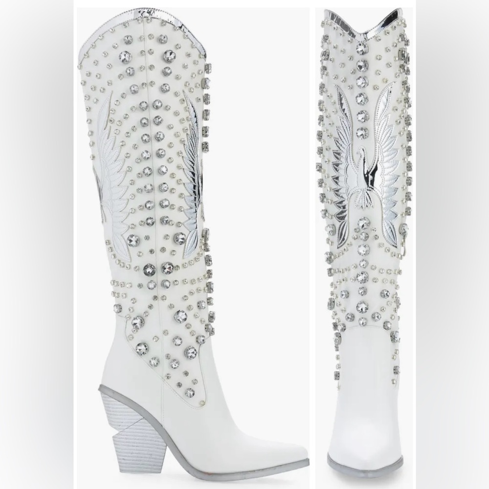 Azalea Wang Upbeat Western Boot Size (10) Sparkling Beautiful Rhinestones